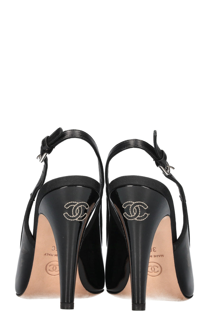 CHANEL CC Heels Patent Black