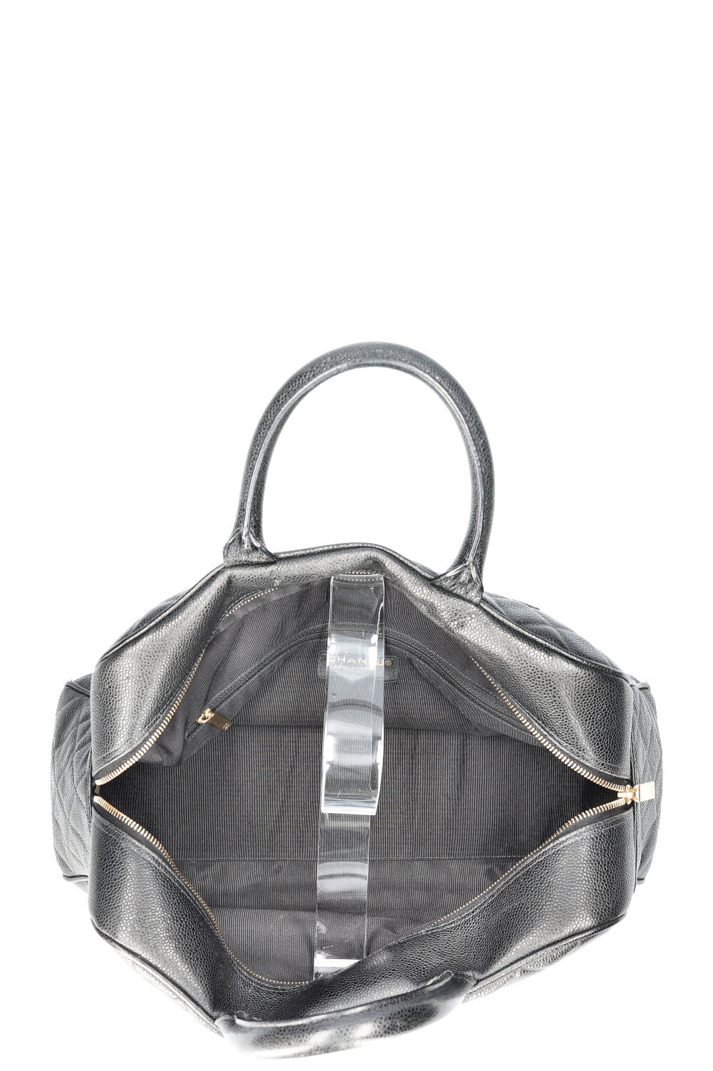 CHANEL Timeless CC Bowler Bag Quilted Caviar Leather Black