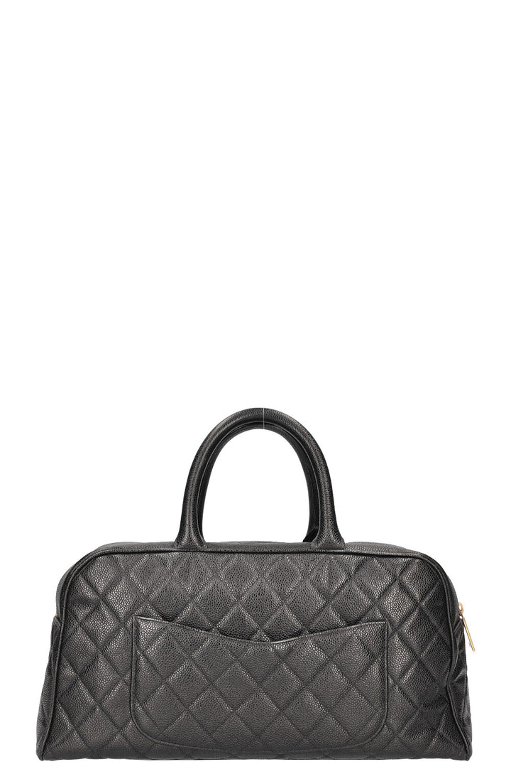 CHANEL Timeless CC Bowler Bag Quilted Caviar Leather Black