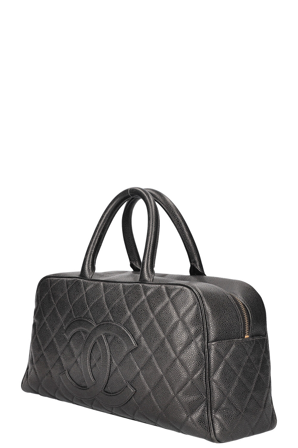 CHANEL Timeless CC Bowler Bag Quilted Caviar Leather Black