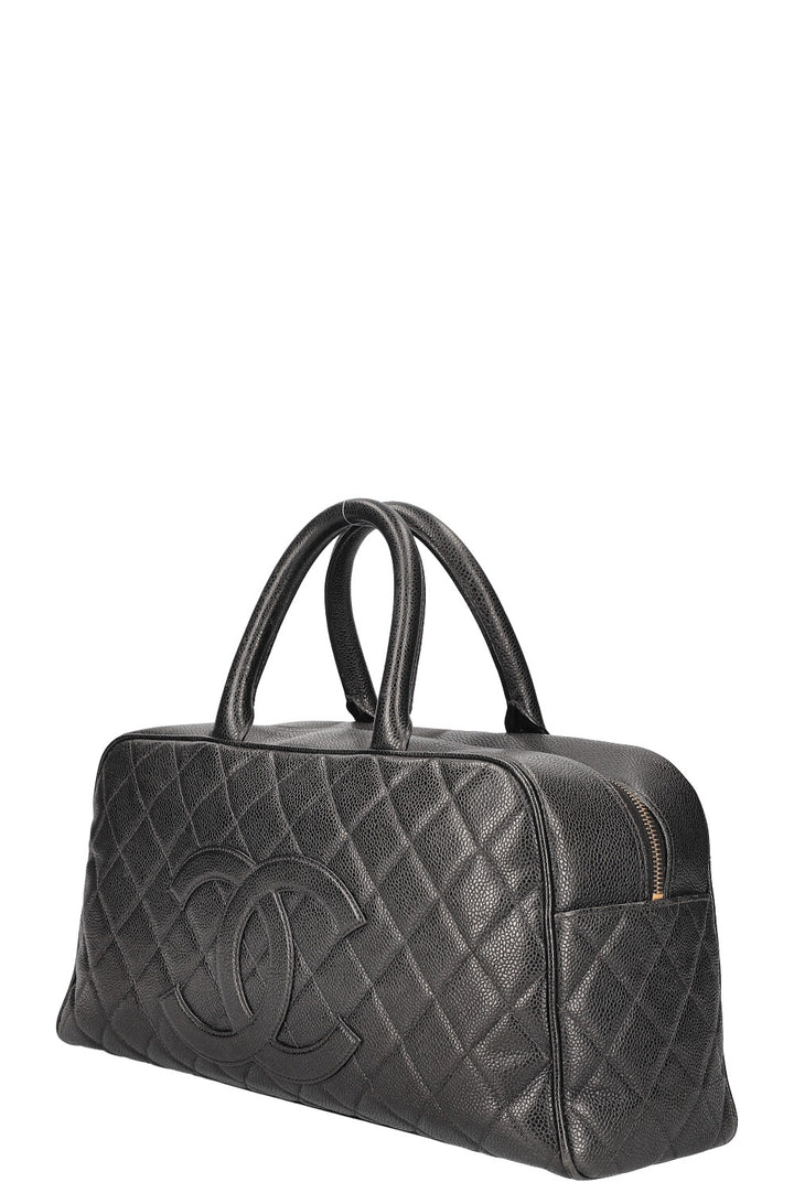 CHANEL Timeless CC Bowler Bag Quilted Caviar Leather Black