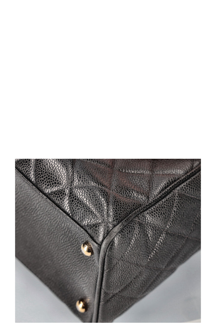 CHANEL Timeless CC Bowler Bag Quilted Caviar Leather Black