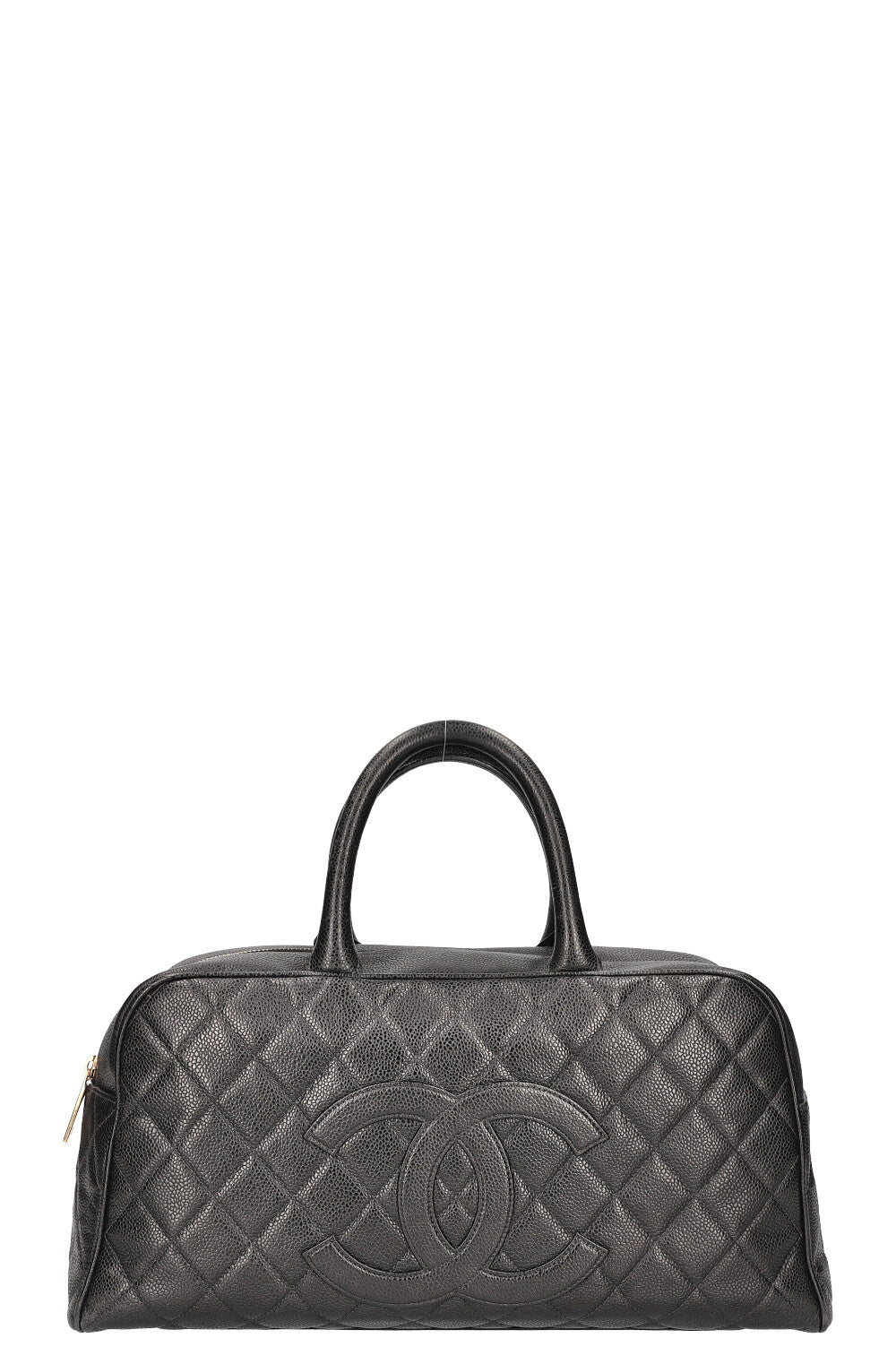 CHANEL Timeless CC Bowler Bag Quilted Caviar Leather Black