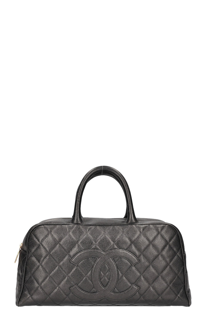 CHANEL Timeless CC Bowler Bag Quilted Caviar Leather Black