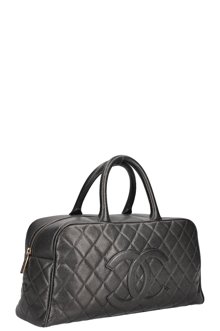 CHANEL Timeless CC Bowler Bag Quilted Caviar Leather Black