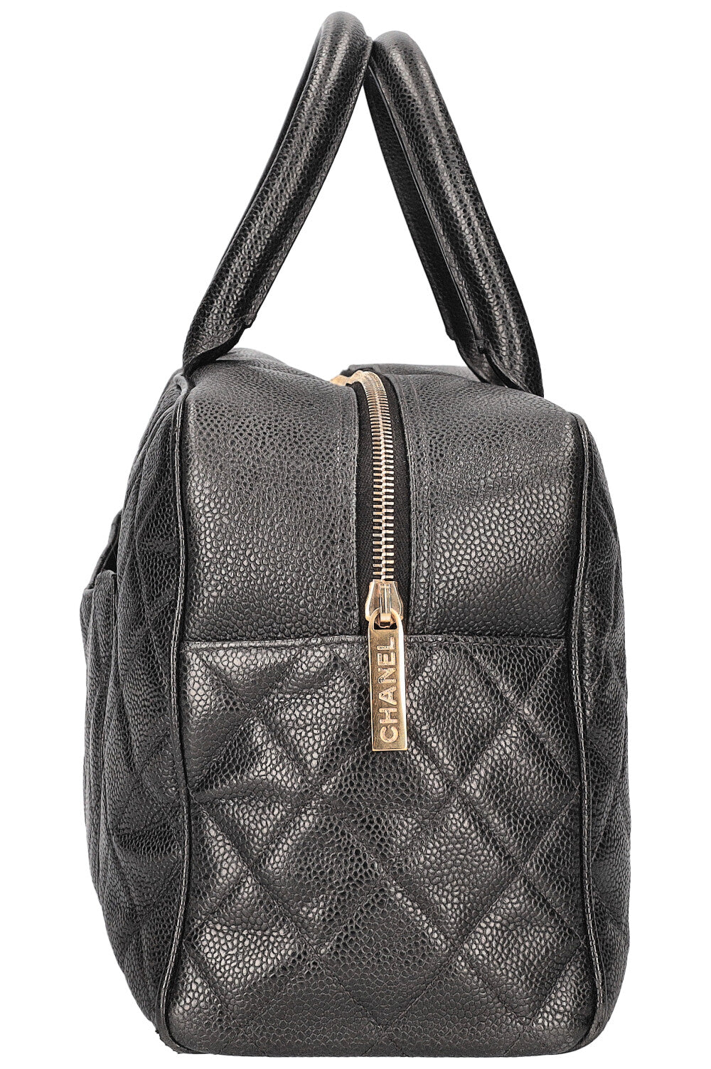 CHANEL Timeless CC Bowler Bag Quilted Caviar Leather Black