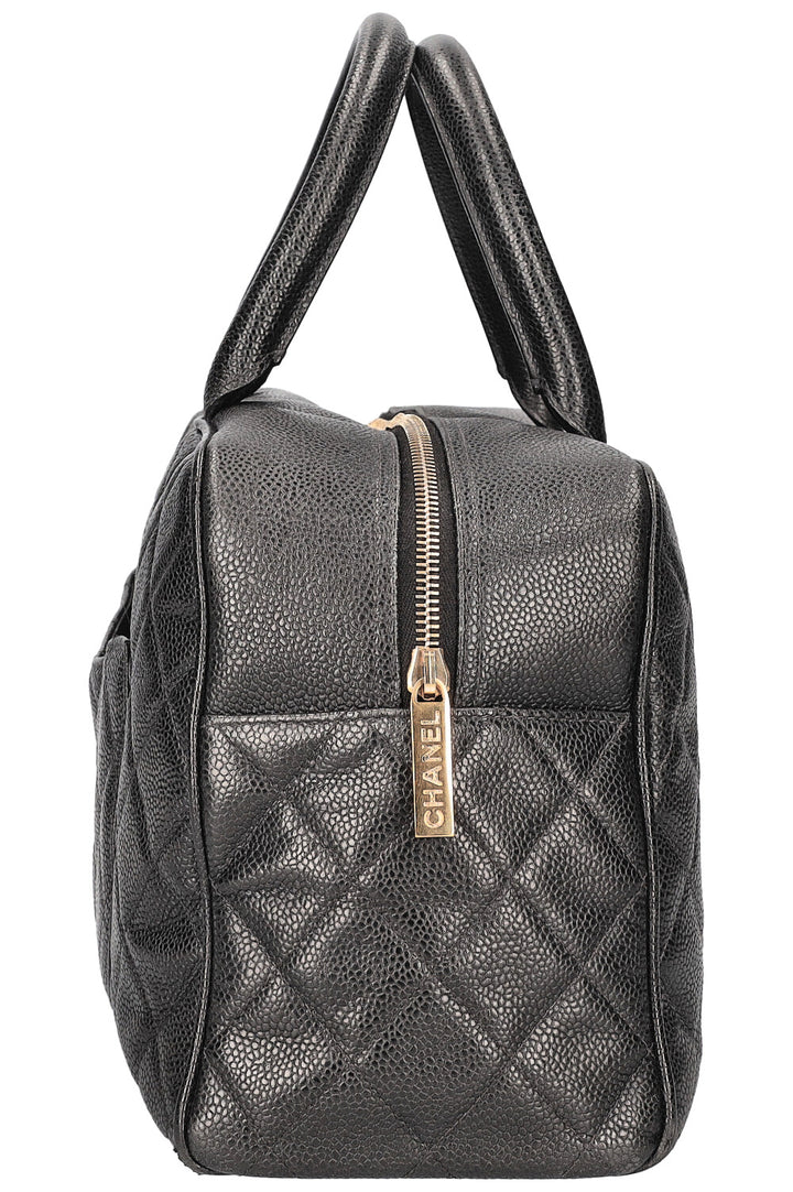 CHANEL Timeless CC Bowler Bag Quilted Caviar Leather Black