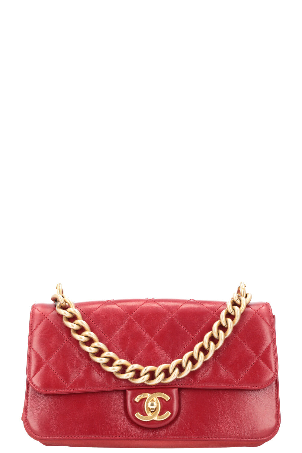 CHANEL Small Single Flap Bag Leather Red