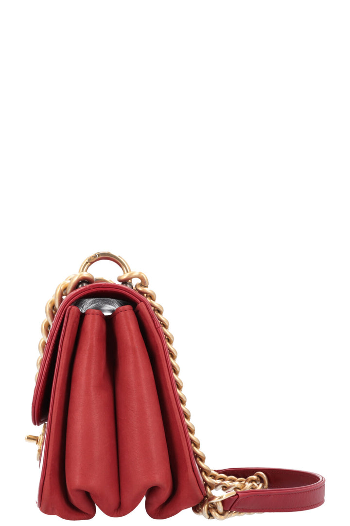 CHANEL Small Single Flap Bag Leather Red