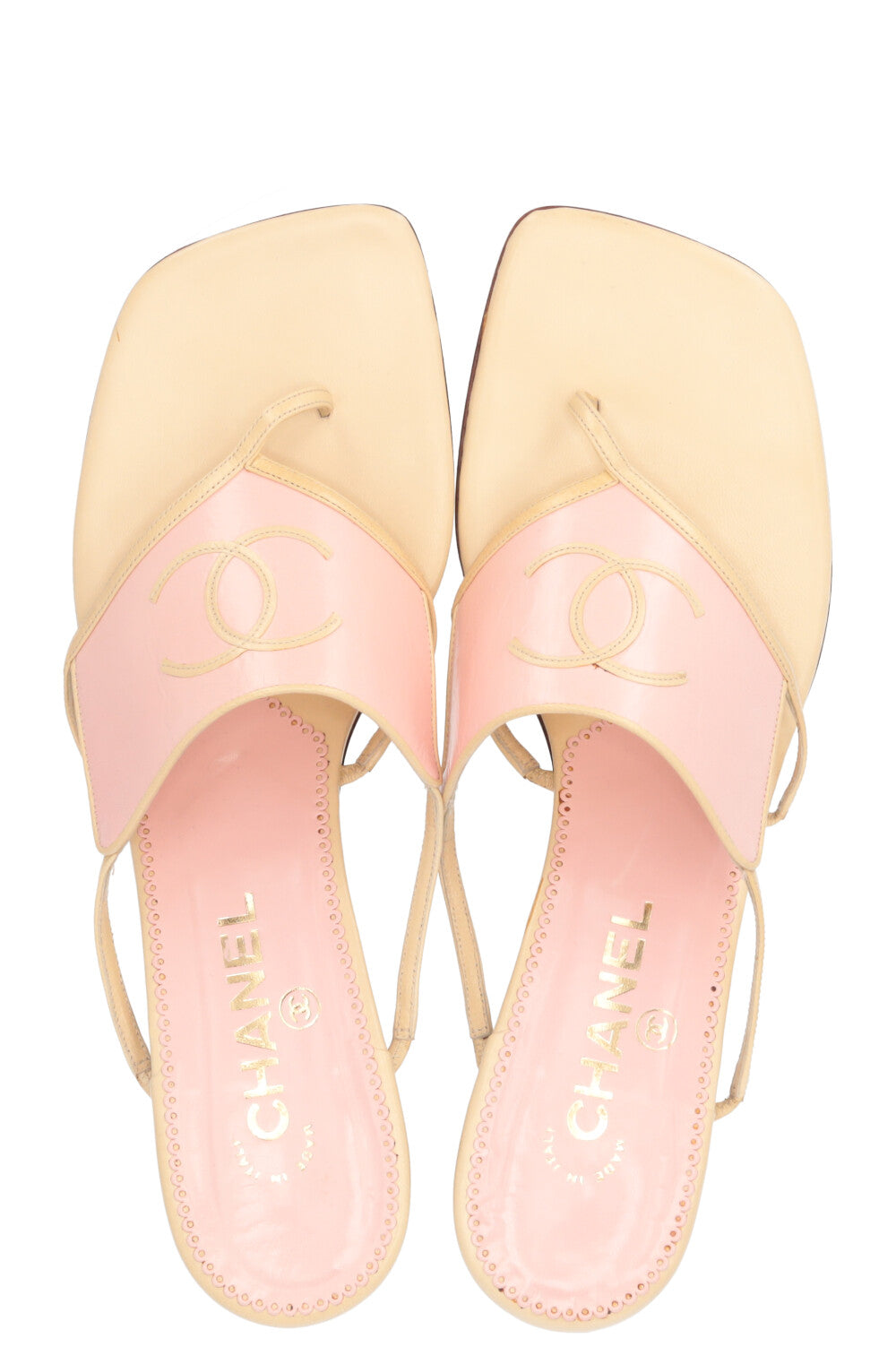 CHANEL Tongs à talons Beige & Rose 01C