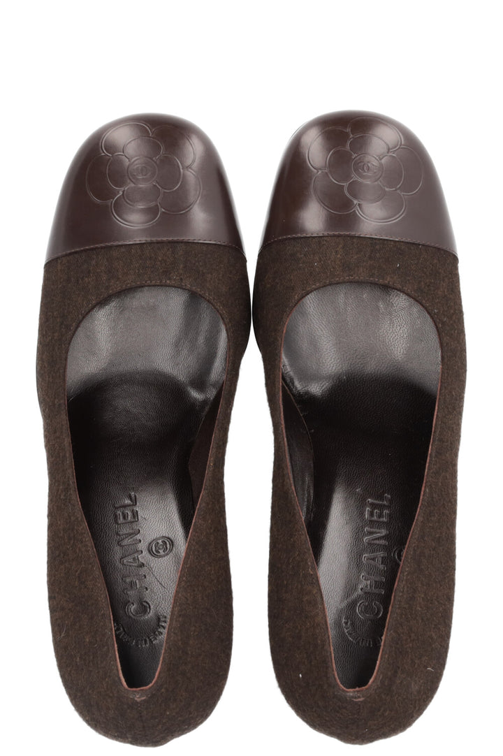 CHANEL Heels Brown Camelia 03A