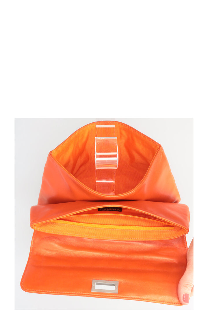 CHANEL Chocolate Bar 2.55 Turnlock Bag Orange