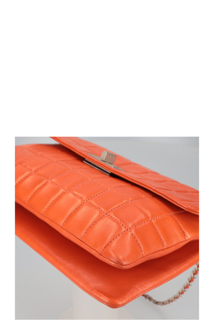 CHANEL Chocolate Bar 2.55 Turnlock Bag Orange