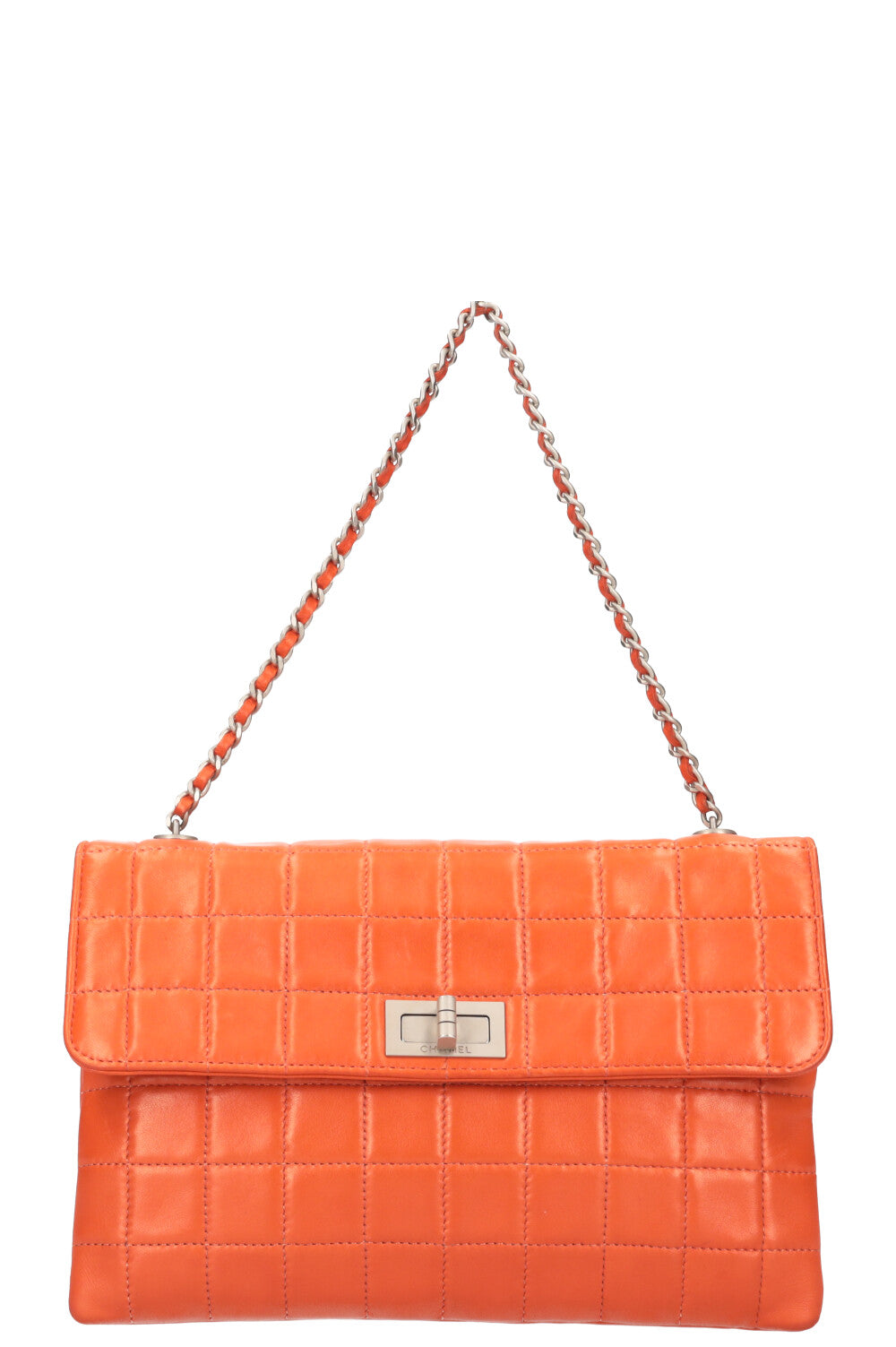CHANEL Chocolate Bar 2.55 Turnlock Bag Orange