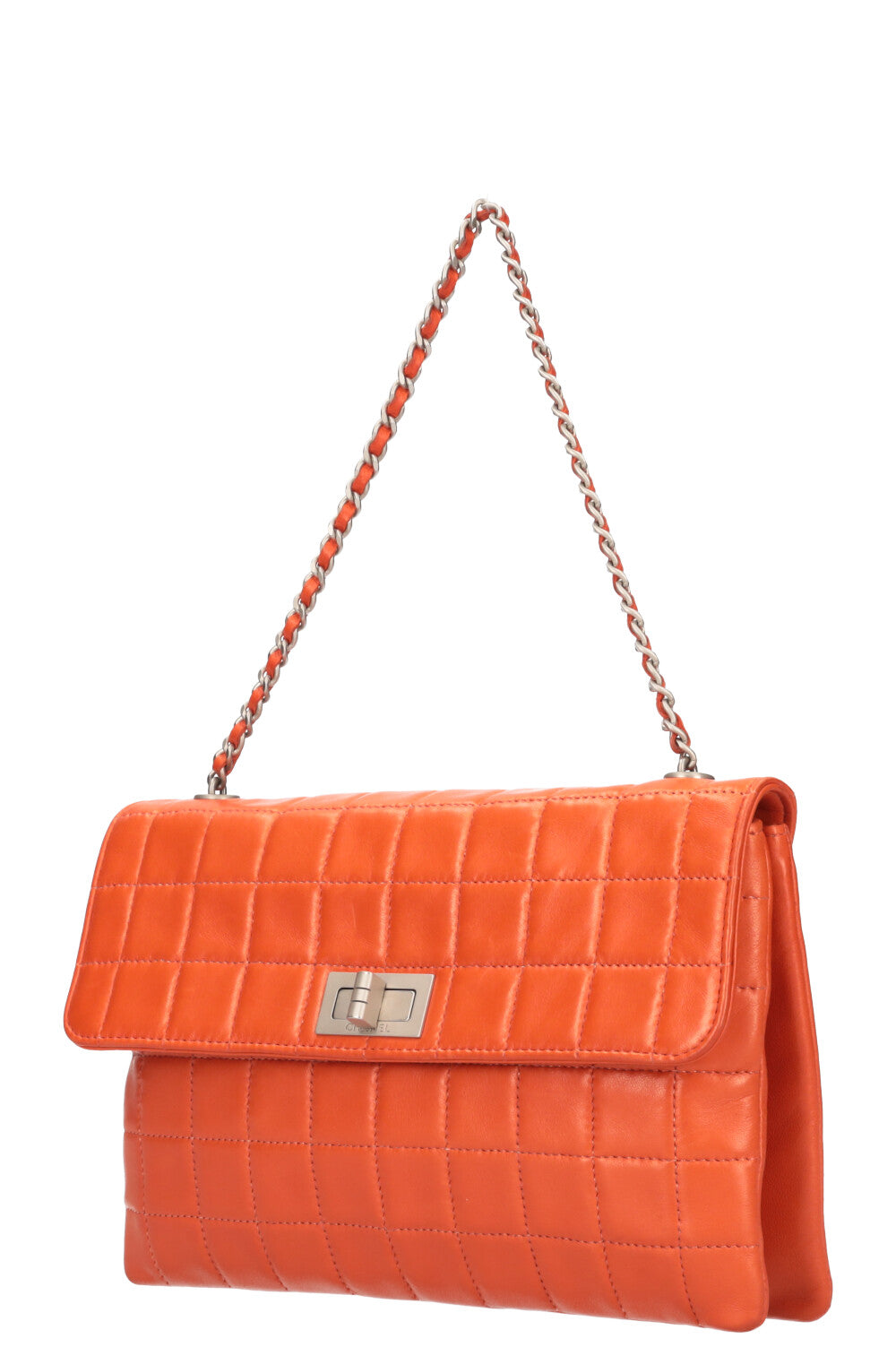 CHANEL Chocolate Bar 2.55 Turnlock Bag Orange