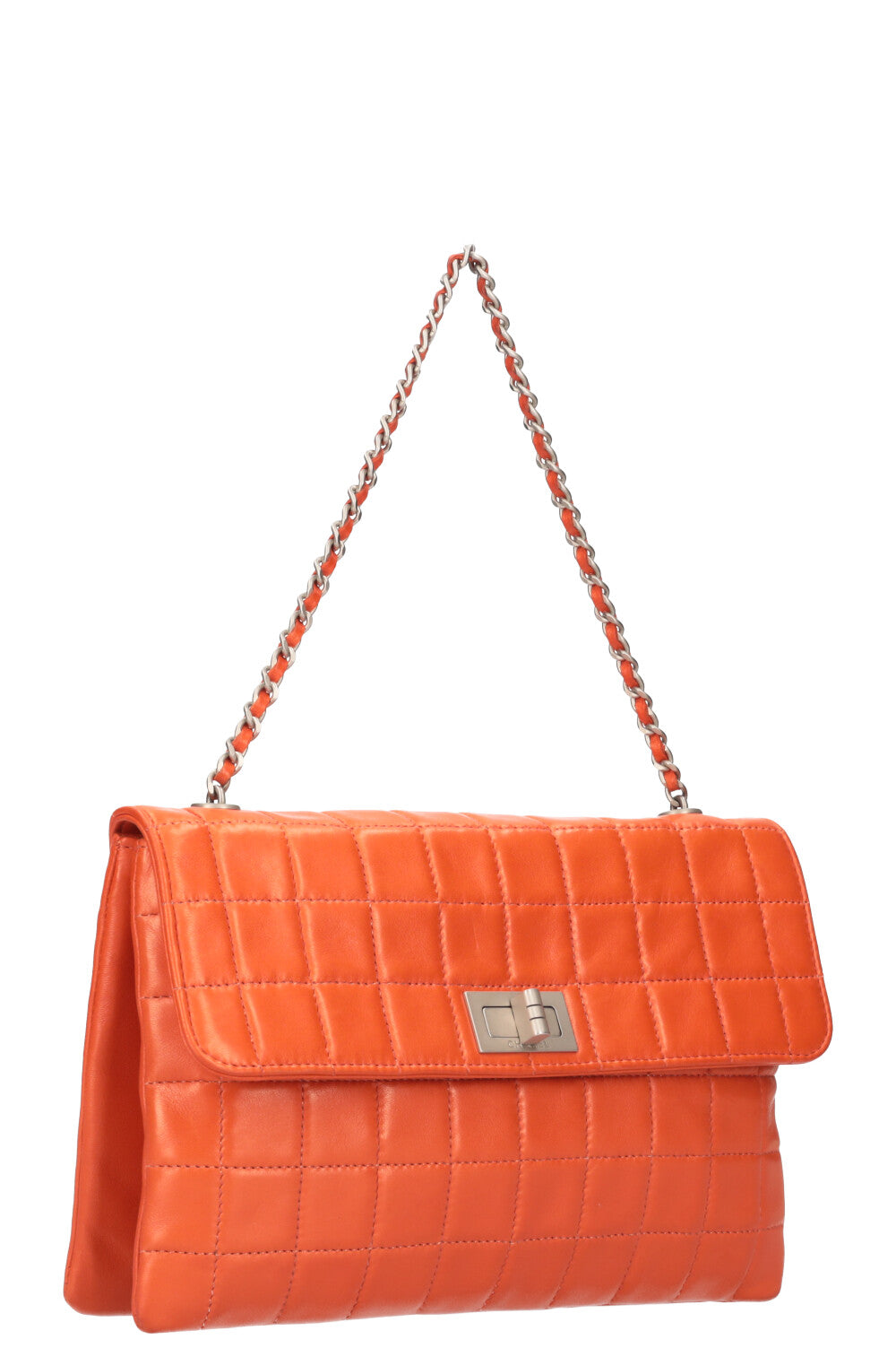 CHANEL Chocolate Bar 2.55 Turnlock Bag Orange