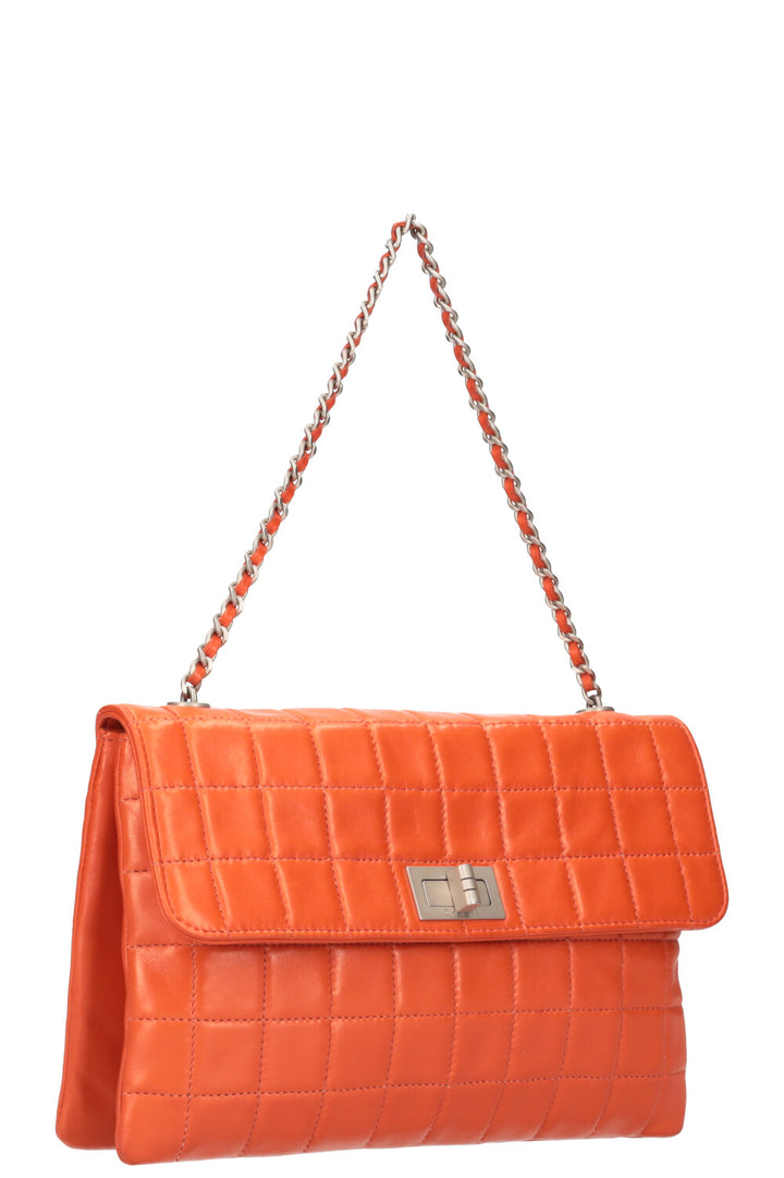 CHANEL Chocolate Bar 2.55 Turnlock Bag Orange