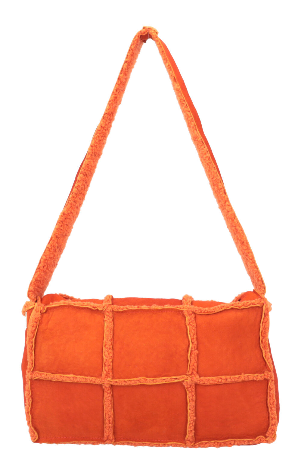 CHANEL Mini Turnlock Bag Shearling Suede Orange