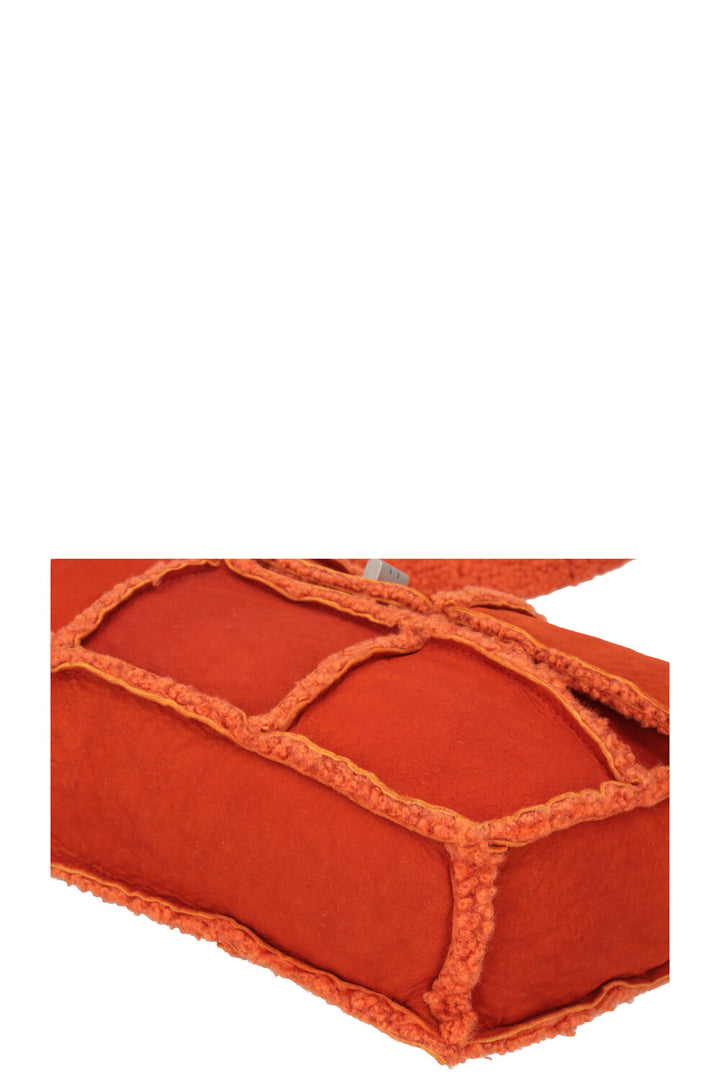CHANEL Mini Turnlock Bag Shearling Suede Orange