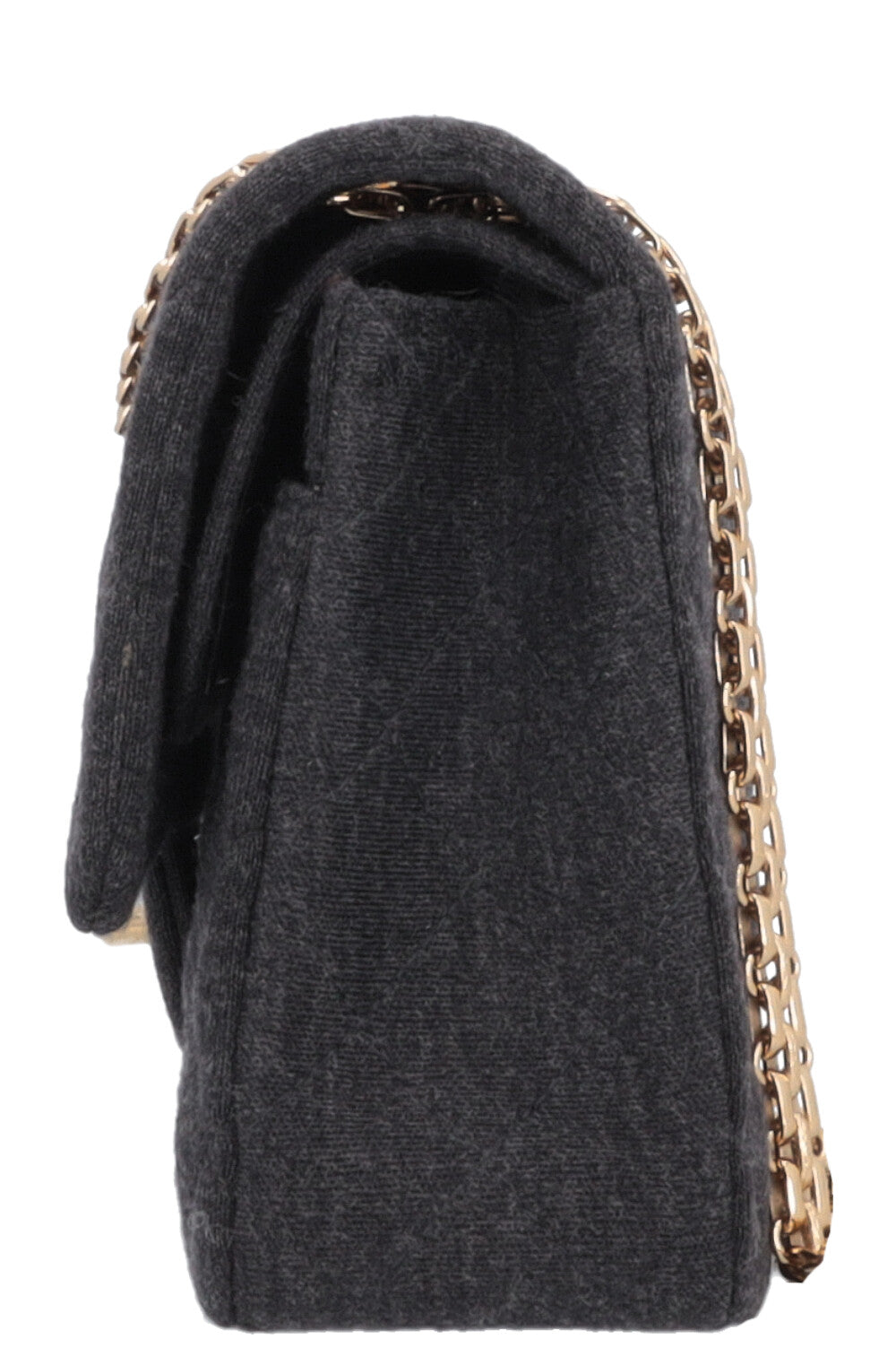 CHANEL Small Double Flap Jersey Dark Grey