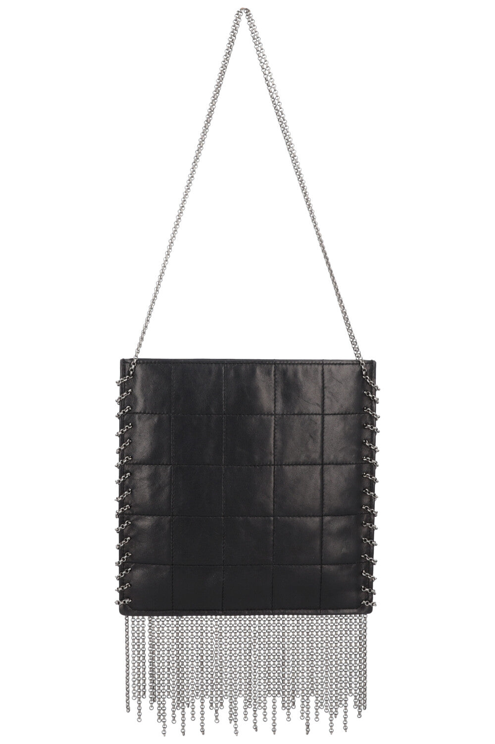 CHANEL Chocolate Bar Fringe Bag Leather Black
