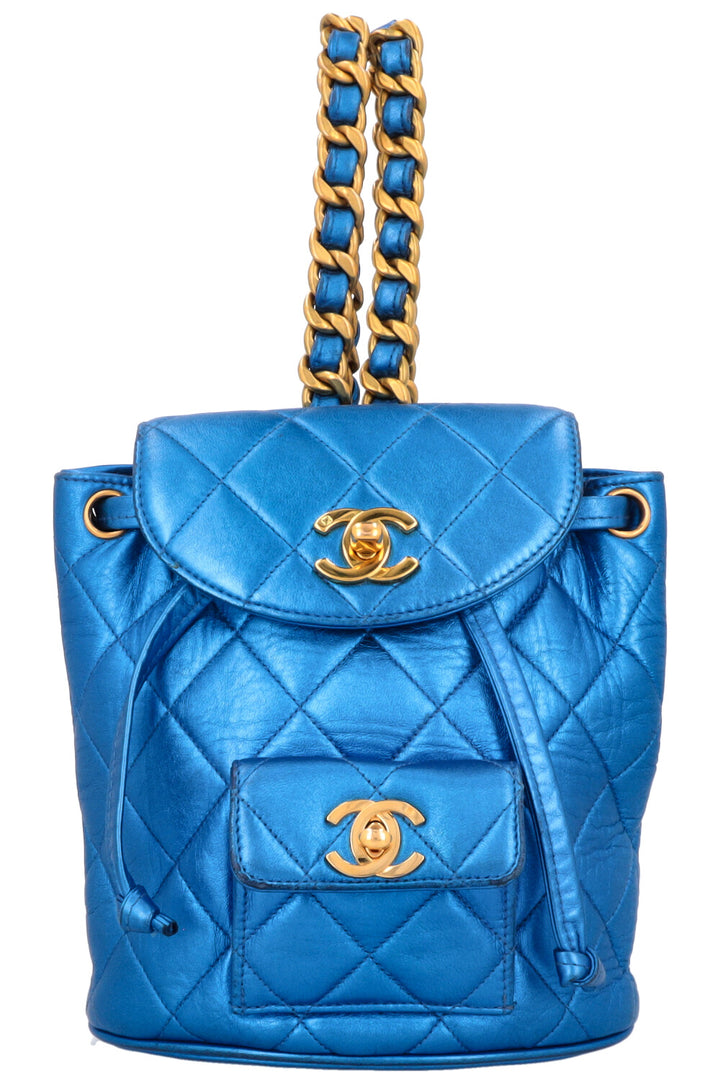 CHANEL Duma Mini Backpack Metallic Blue