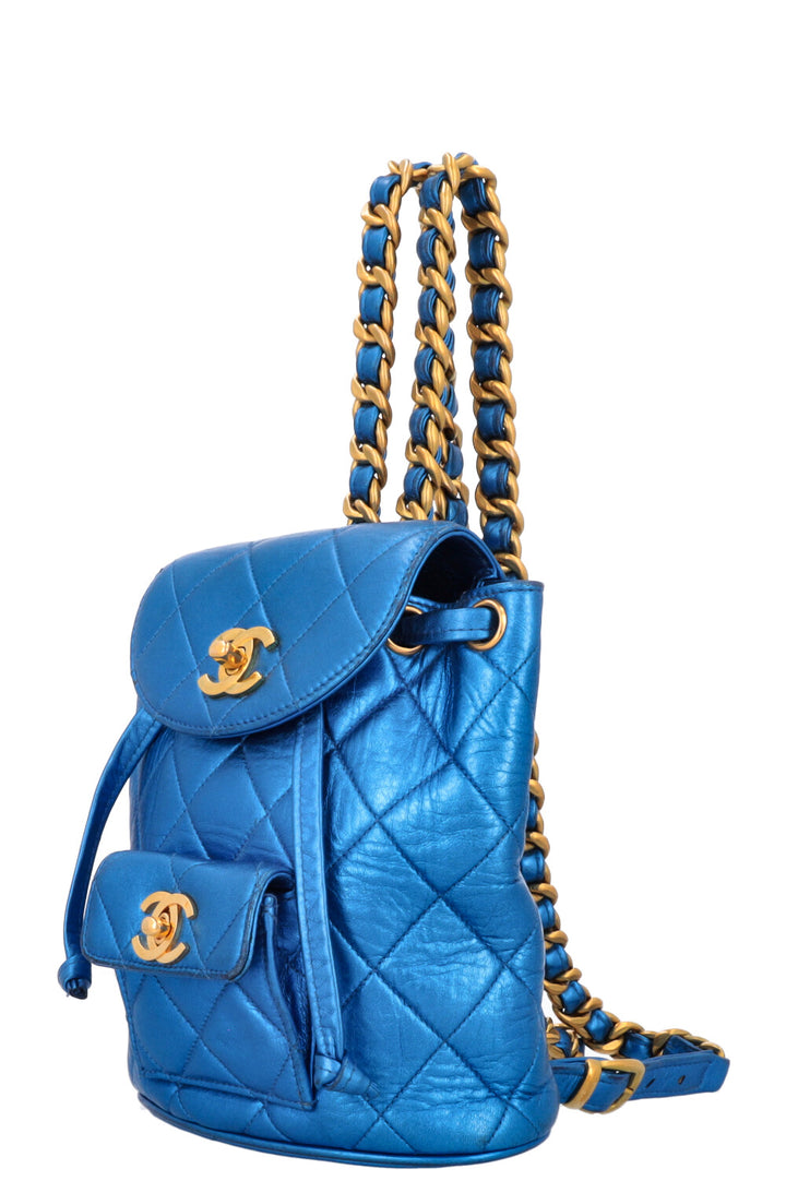 CHANEL Duma Mini Backpack Metallic Blue