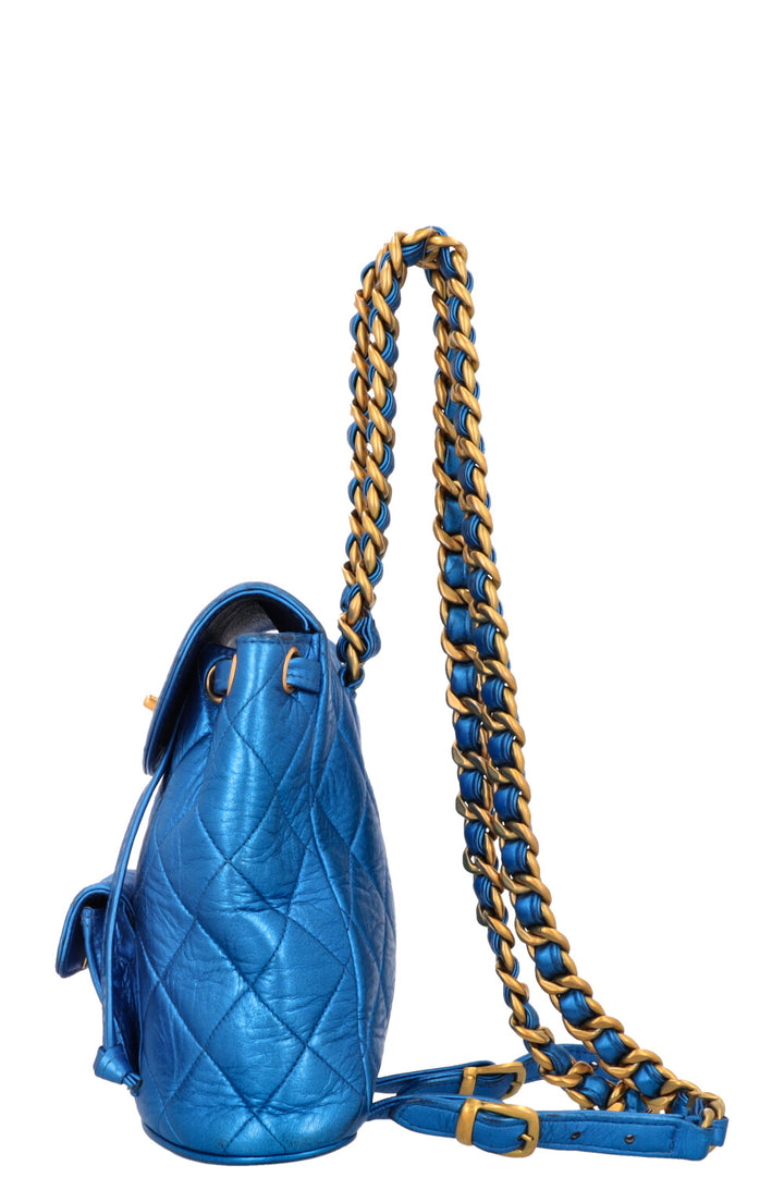 CHANEL Duma Mini Backpack Metallic Blue