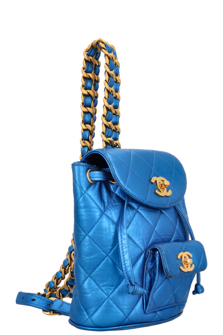 CHANEL Duma Mini Backpack Metallic Blue