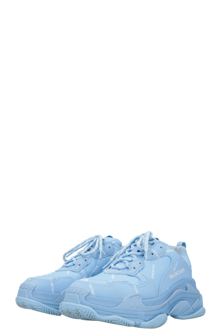 BALENCIAGA Triple S All Over Logo Sneaker Babyblue