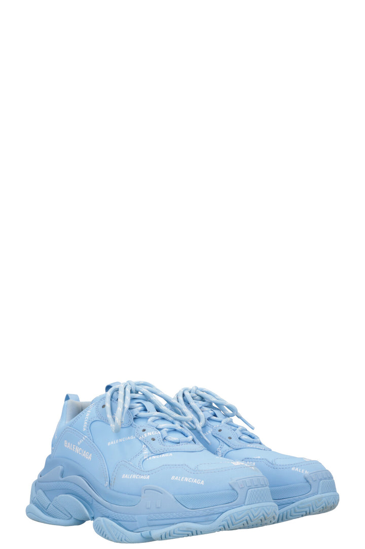 BALENCIAGA Triple S All Over Logo Sneaker Babyblue