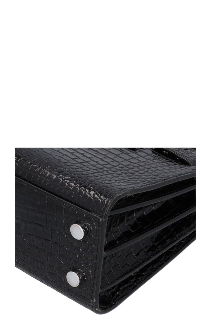 SAINT LAURENT Sac De Jour Nano Croc Embossed Black