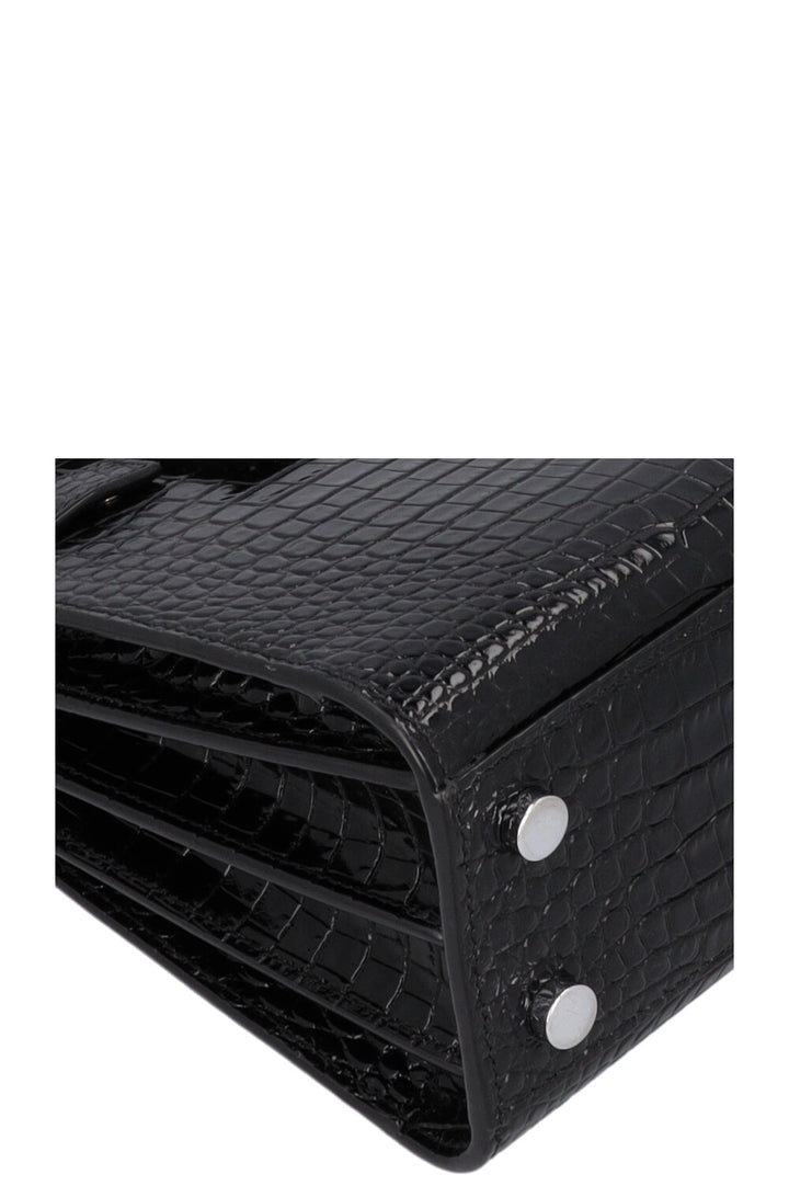 SAINT LAURENT Sac De Jour Nano Croc Embossed Black