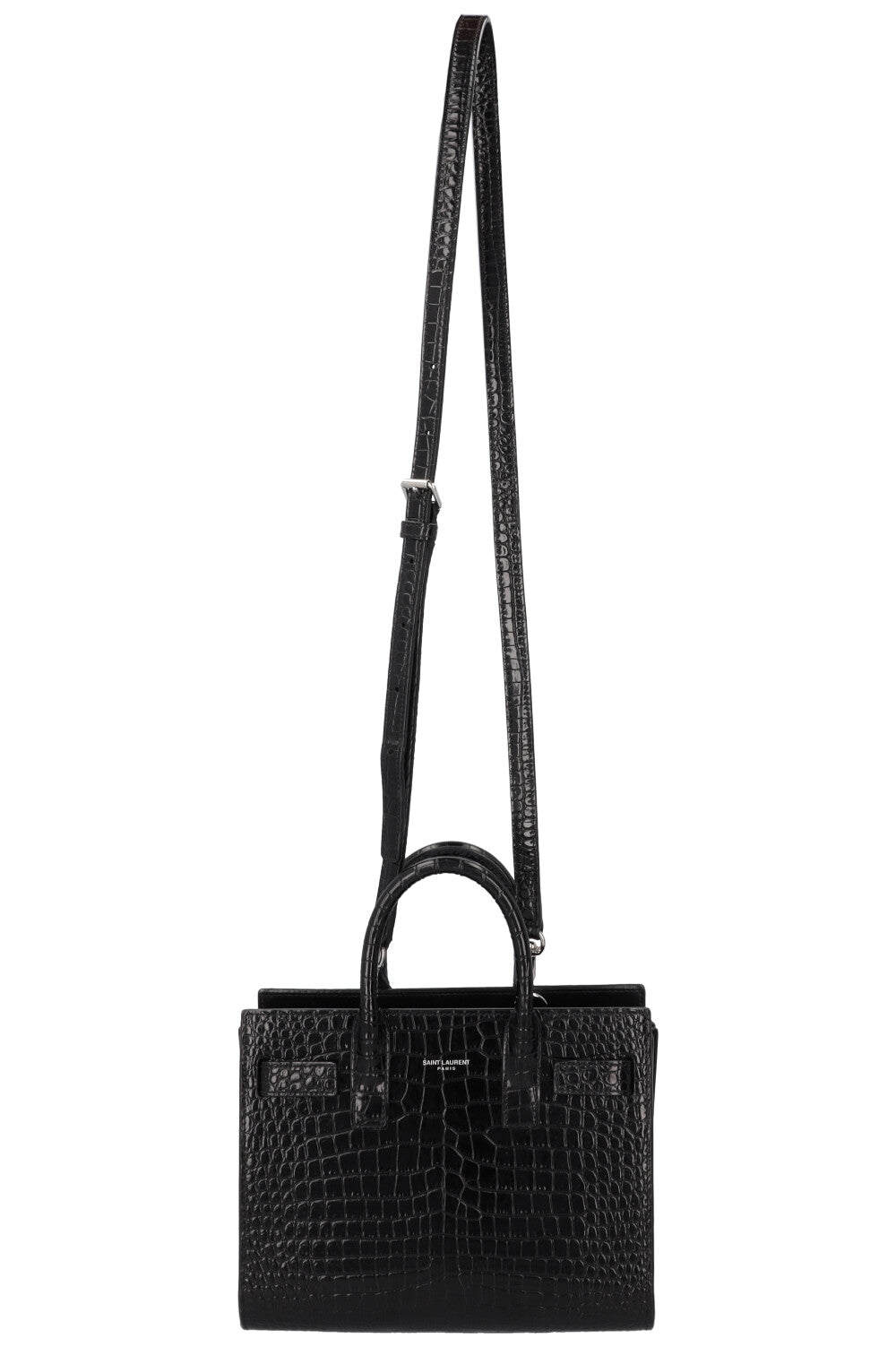 SAINT LAURENT Sac De Jour Nano Croc Embossed Black
