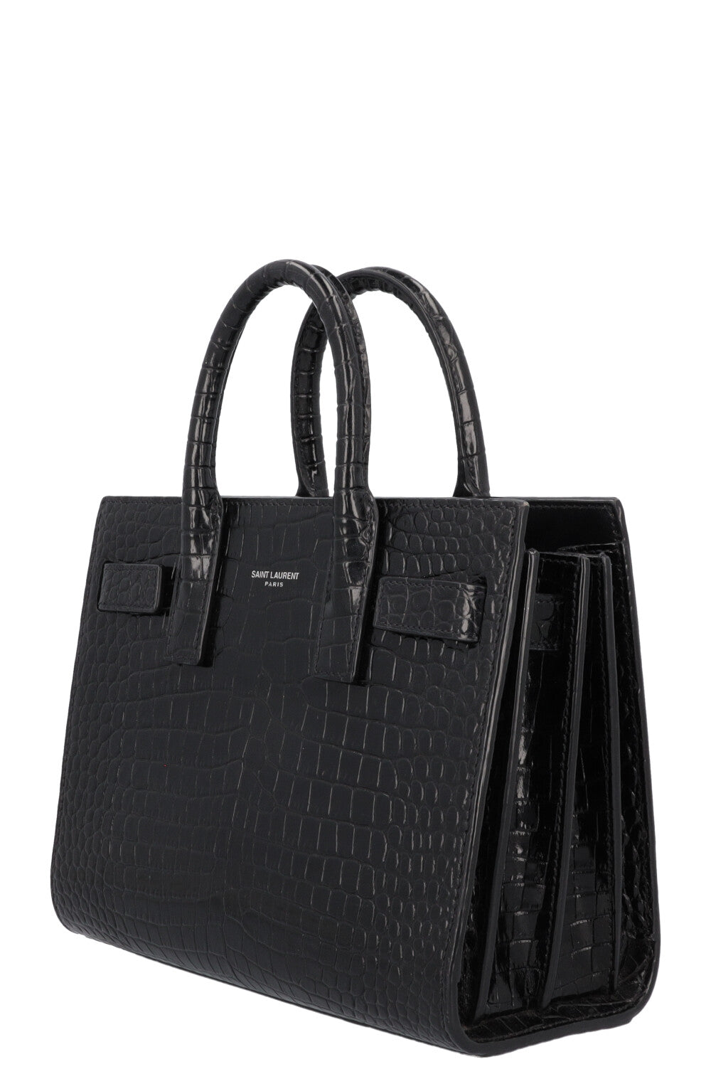 SAINT LAURENT Sac De Jour Nano Croc Embossed Black
