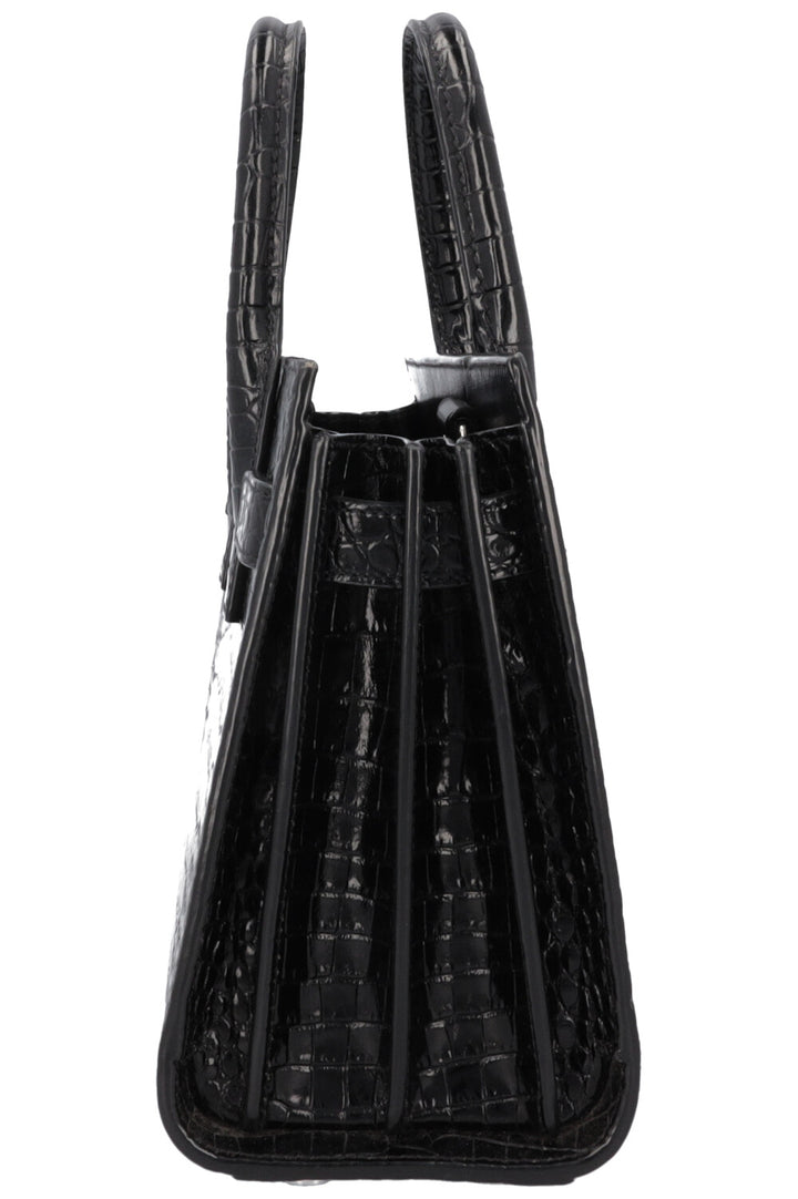SAINT LAURENT Sac De Jour Nano Croc Embossed Black