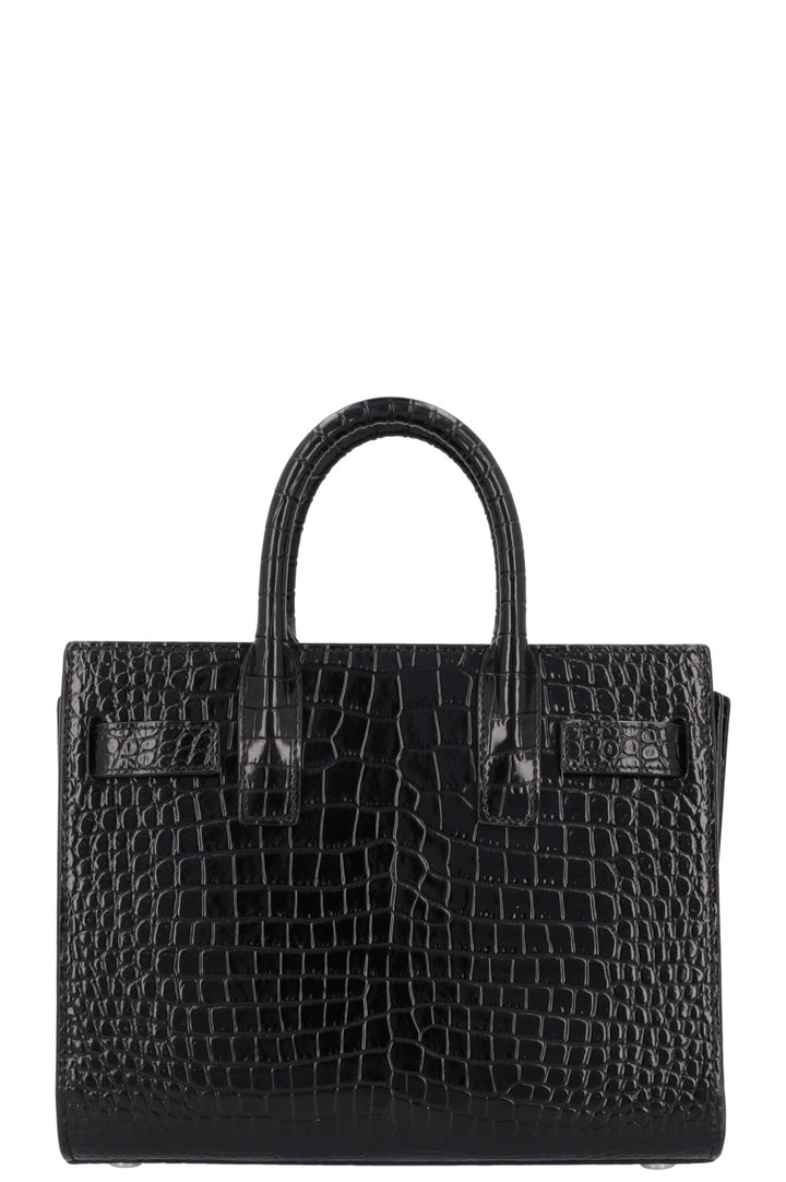 SAINT LAURENT Sac De Jour Nano Croc Embossed Black