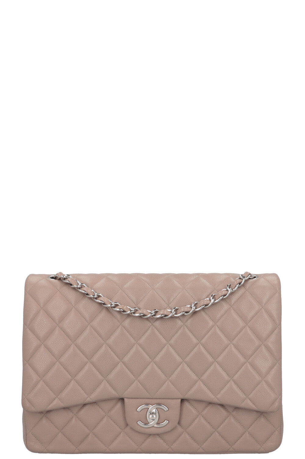 CHANEL Maxi Double Flap Bag Caviar Taupe