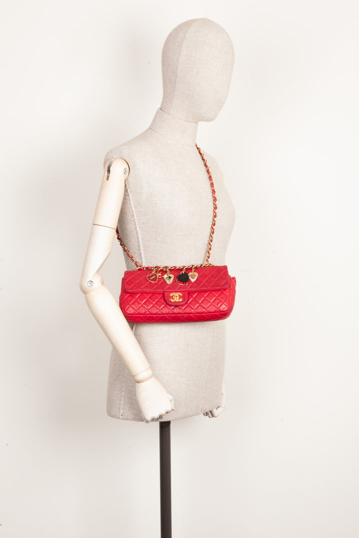 CHANEL Valentine's Day East West Flap Bag Red