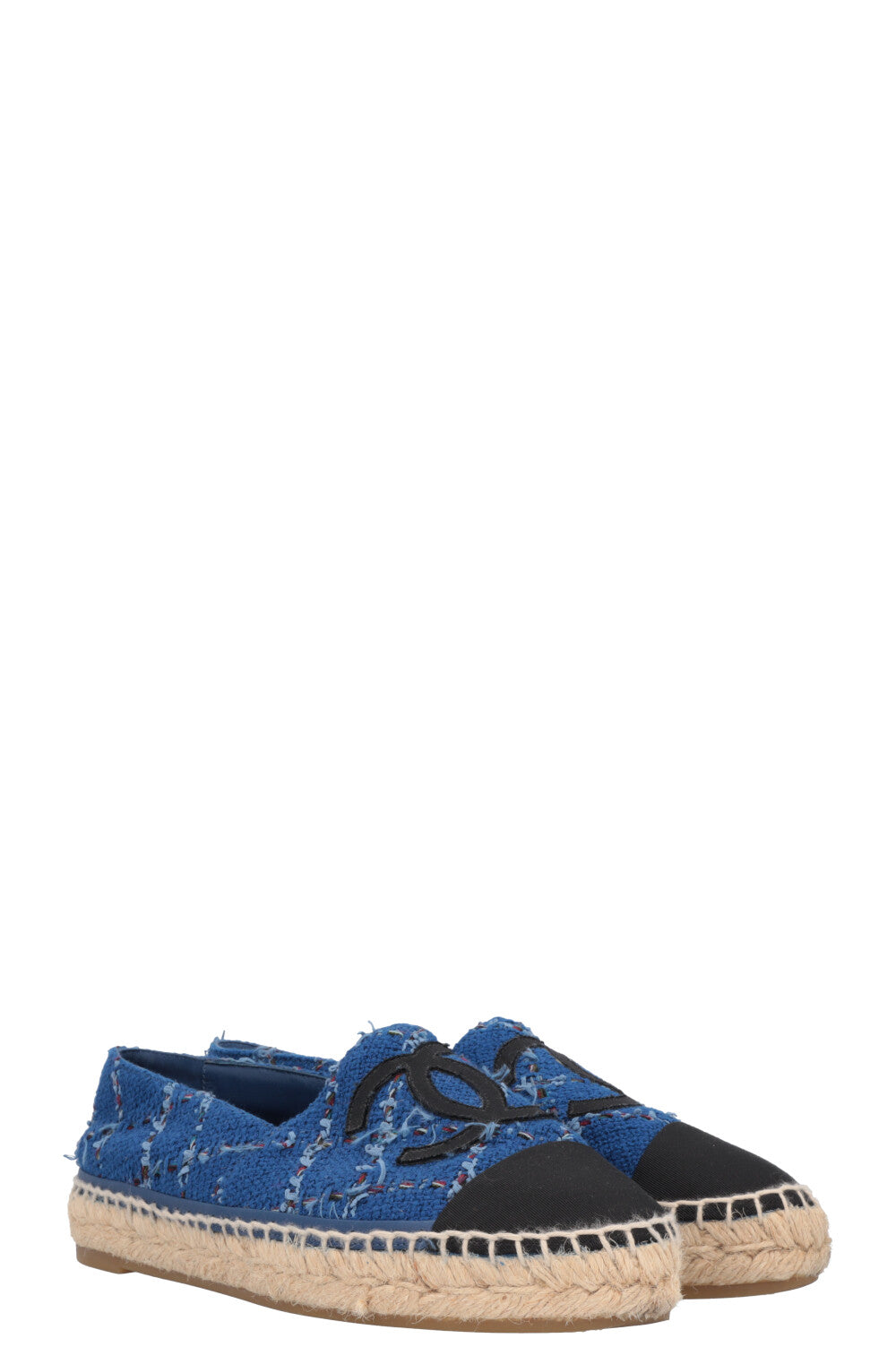 Espadrilles CHANEL en tweed CC bleu noir