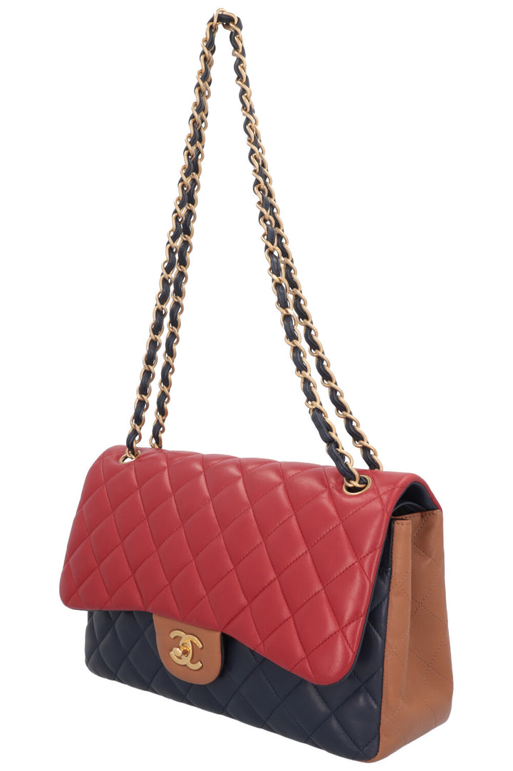 CHANEL Double Flap Bag Large Tricolor