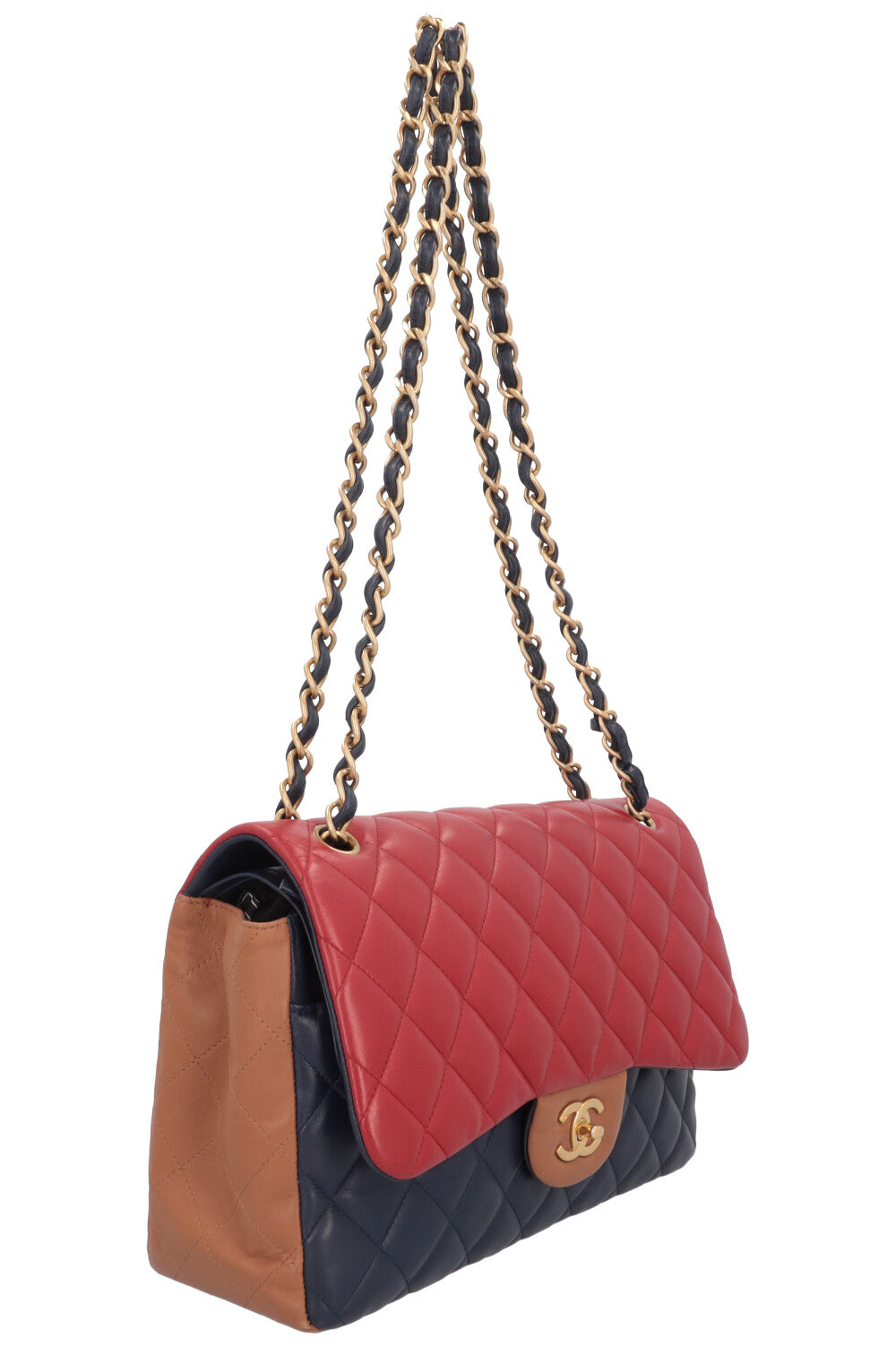 CHANEL Double Flap Bag Large Tricolor