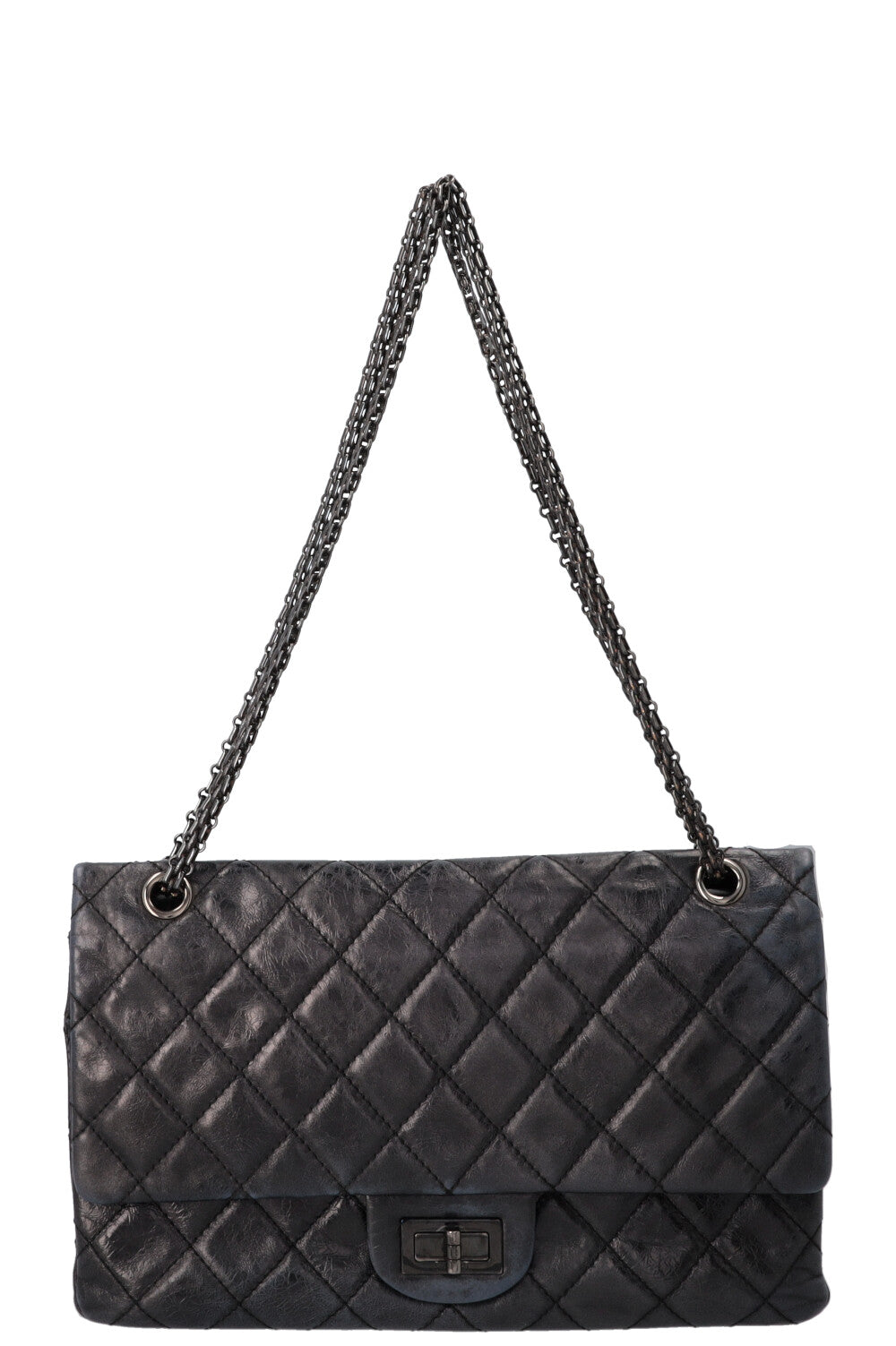 Sac à rabat CHANEL 2.55 Maxi en cuir de veau vieilli