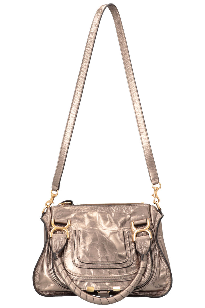 CHLOÉ Double Carry Marcie Bag Small Metallic Bronze