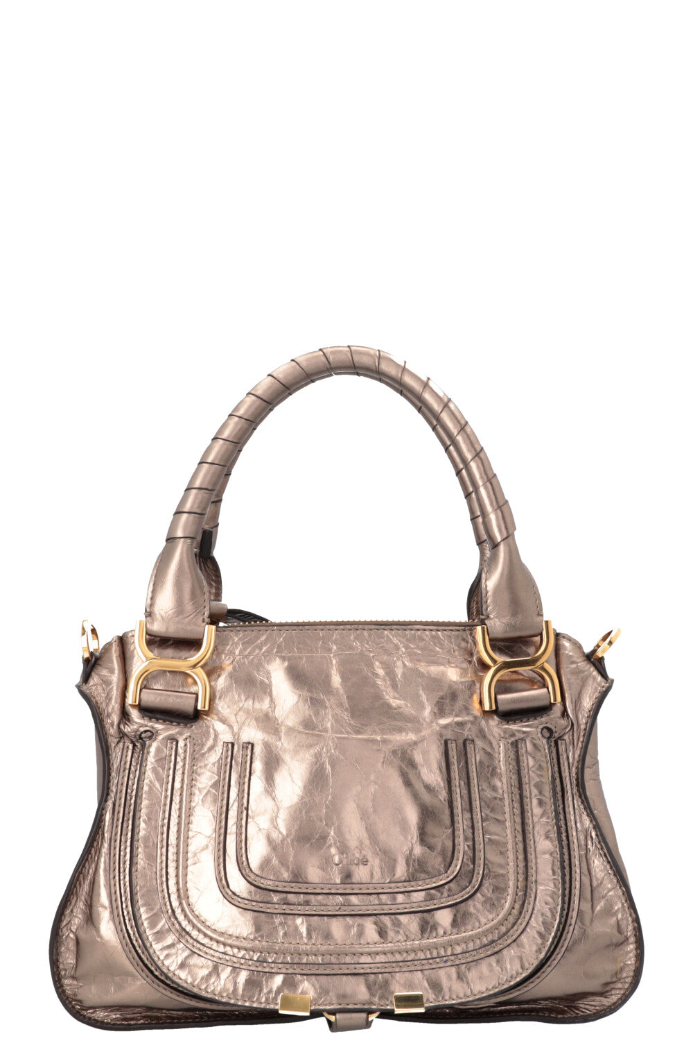 CHLOÉ Double Carry Marcie Bag Small Metallic Bronze