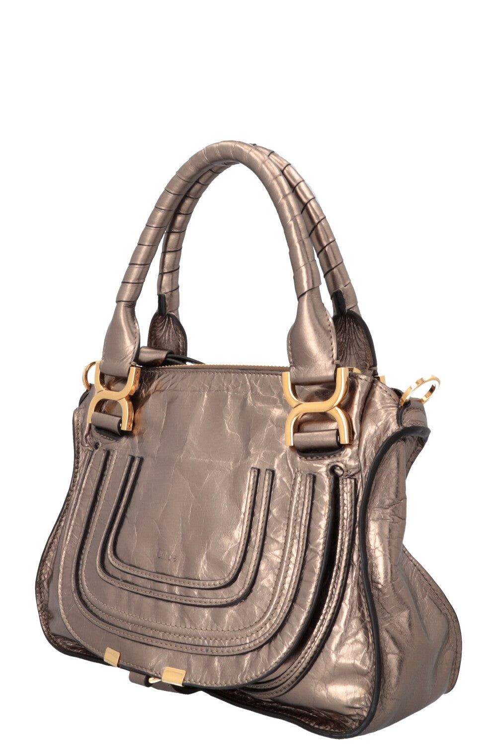 CHLOÉ Double Carry Marcie Bag Small Metallic Bronze