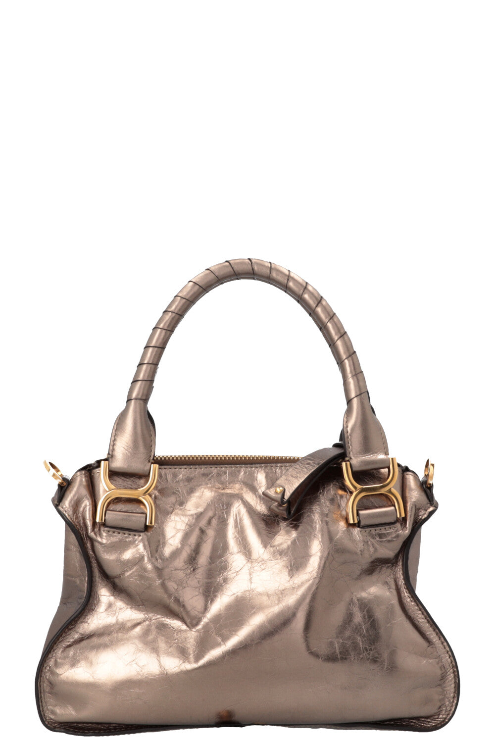 CHLOÉ Double Carry Marcie Bag Small Metallic Bronze