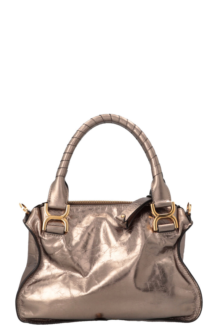 CHLOÉ Double Carry Marcie Bag Small Metallic Bronze