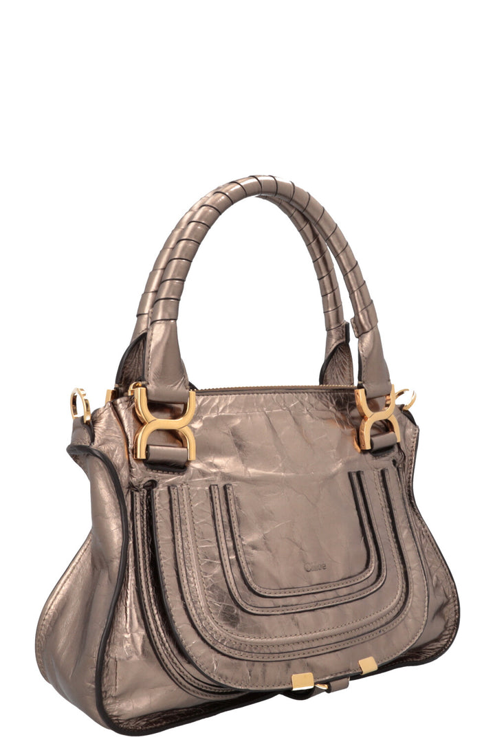 CHLOÉ Double Carry Marcie Bag Small Metallic Bronze