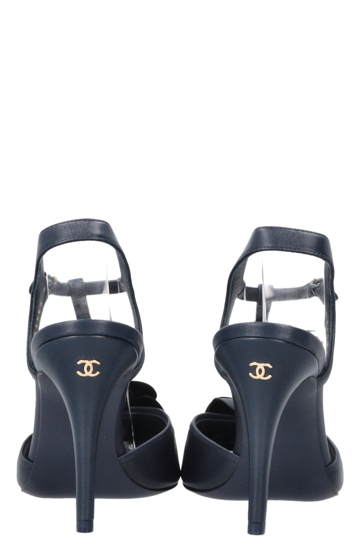 CHANEL Camellia Heels Blue